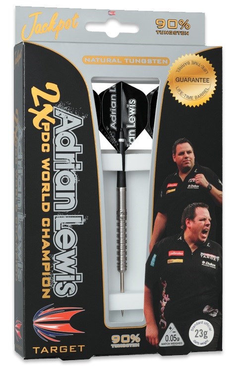 Target Darts Adrian Lewis 22G Zwart Edition 90% Tungsten Swiss Point Steel Tip Dartpijlen Set